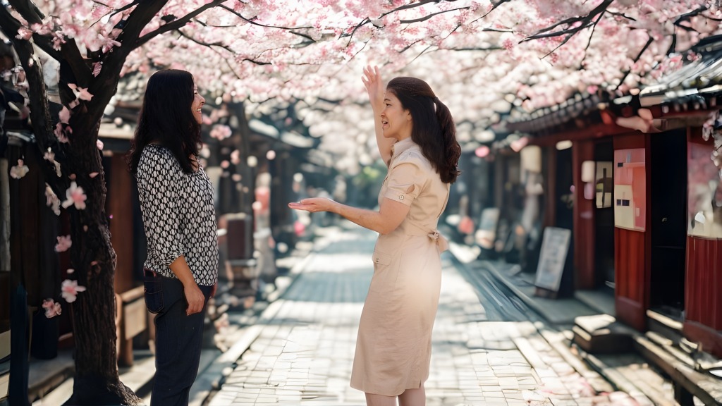 Anna is guiding in Japan and there are cherry blossom trees